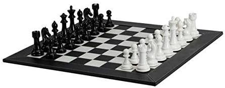 Deluxe Black & White Chessmen with Leatherette Chessboards