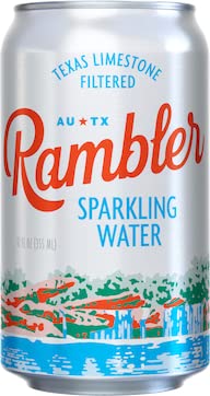 AUTX RAMBLER Sparkling Water, Texas Limestone Mineral Blend, Original Natural Flavor, 12-Ounce Cans, 12-Pack