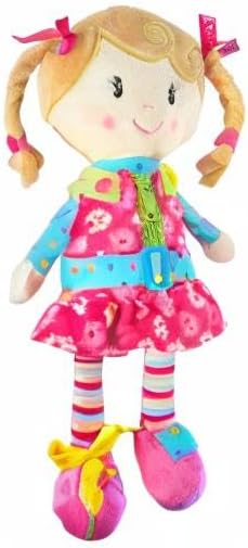 Sugar Snap Plush Doll for Toddlers Learn to Dress Montessori Toy - Dress Me Doll - Zipper, Snaps, Buttons, Buckle, Shoe Tying Practice - Educational Toy for 2 3 Year Old Girl - Montessori Doll - 15"