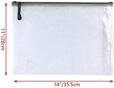 Oaimyy-11 x 14"-18 Pcs-Plastic Mesh Zipper Pouch Document Folders Bag Zip File Bags for Office Supplies,Home,Travel Storages,Puzzle Board Games Storage- (Multicolor)