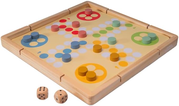 Neato Time to Play 8-in-1 Wooden Board Game Set – Chess, Checkers, Backgammon, Bowling, Sling Puck, Snakes and Ladders, Racing – Classic Family Game for Kids & Adults – Great for Game Night & Travel