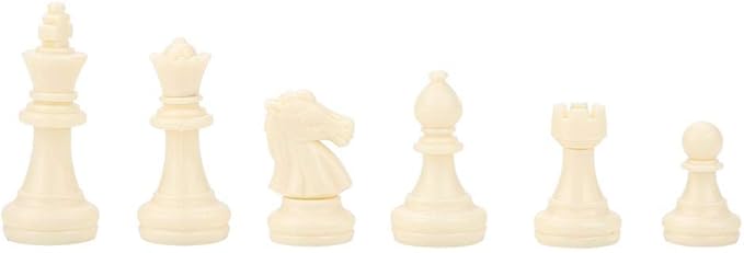 32pcs Standard Chess Pieces Plastic Chess Set Board Game Replacement Accessories for Entertainment or Tournament Black White Chessmen, No Board