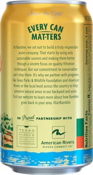 AUTX RAMBLER Sparkling Water, Texas Limestone Mineral Blend, Satsuma Flavor, 12-Ounce Cans, Three 8-Packs (24 Cans)
