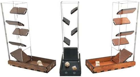 C4Labs Dice Tower & Tray | Clear with Wooden Paddles | Watch The Dice Decide (Black)