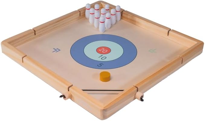 Neato Time to Play 8-in-1 Wooden Board Game Set – Chess, Checkers, Backgammon, Bowling, Sling Puck, Snakes and Ladders, Racing – Classic Family Game for Kids & Adults – Great for Game Night & Travel