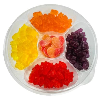 NY Spice Shop Gummy Bears Assorted Candy with Sour Peach Hearts Tray Gift Pack - Variety Pack - 2 Pounds Chewy Trendy Treat Snacks Bulk
