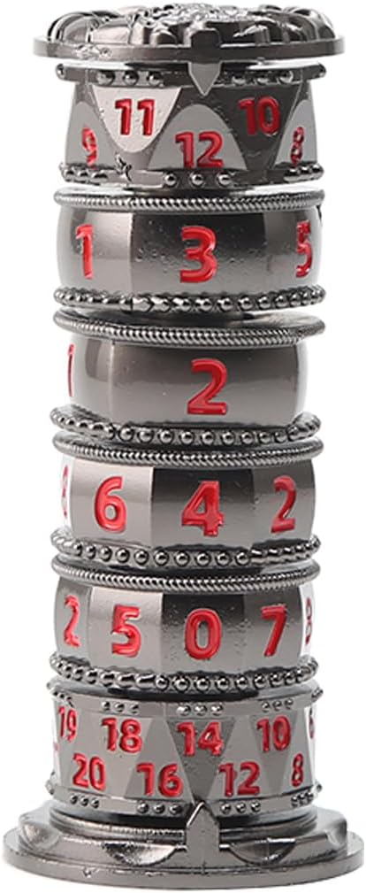 Pagoda Dice Spinner, 7 in 1 Metal Unique Roulette Dice for Sci-Fi, War, Crime Theme Tabletop Games