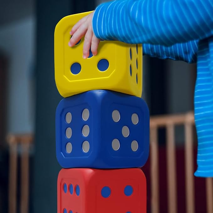 Macro Giant 6 Inch PU Foam Jumbo Big Playing Dice, Set of 4, Basic Color, Math Teaching, Teaching Aids, Board Games, Kid Toy