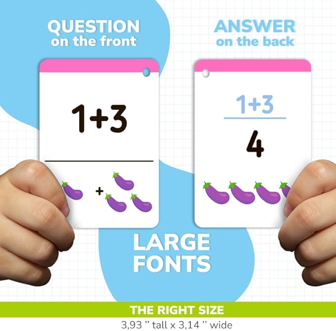 QUOKKA 3xSet Addition and Subtraction Flash Cards - 340 Flashcards Math Game for Kindergarten - Learning Board Games for Boys and Girls Ages 4-8 - Fun Educational Preschool Games