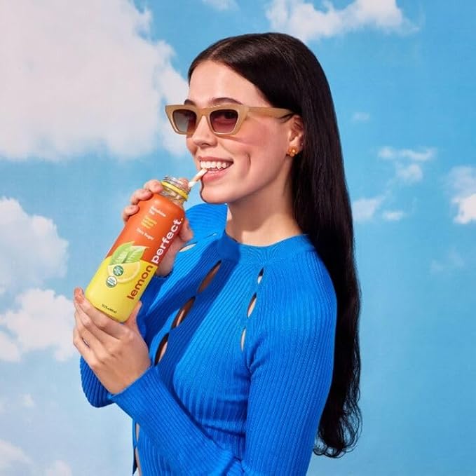 Lemon Perfect Sunshine Tea, Half Flavored Lemon Water (Original Lemon) & Half Iced Tea, Organic, Zero Sugar, Healthy Hydration Drinks, 15.2 fl oz Bottles (12-Pack)