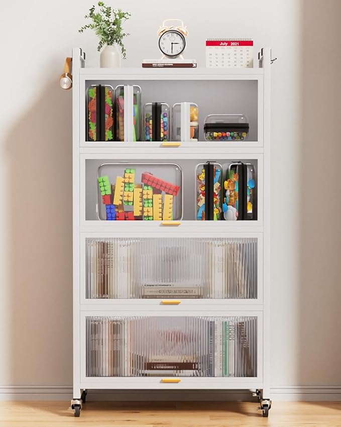 2 Pack Clear Hard Shell Zipper Case, BIiss Plastic Bins for Organizing, Clear Zipper Pouches Makeup Case & Lidded Storage Bins for Cosmetics, Puzzles, 7 x 4.3 x 2.4 Inch (White)