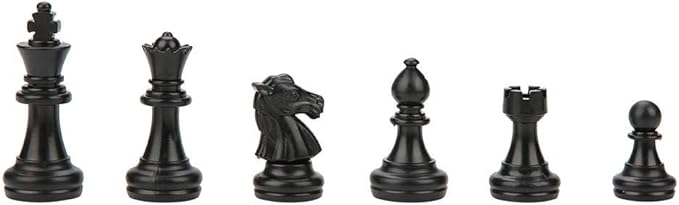 32pcs Standard Chess Pieces Plastic Chess Set Board Game Replacement Accessories for Entertainment or Tournament Black White Chessmen, No Board