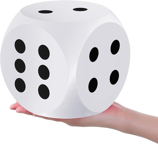 Shappy 6 Inches Foam Dice Fun Filled Large Educational Toy Kawaii Giant Dice Decorative Eva Foam Jumbo Cube Big Square Building Blocks for Game Nights Learning Sessions(White,1 Pc)