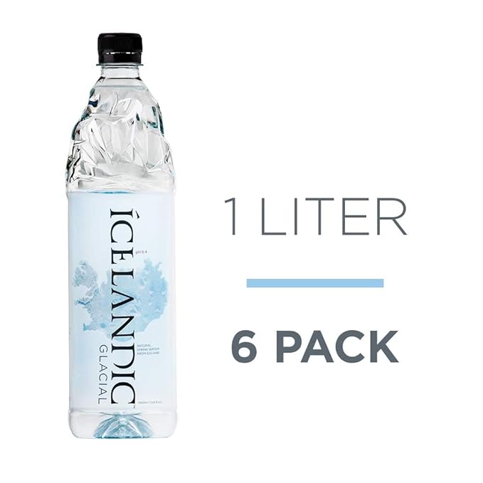 Icelandic Glacial Natural Spring Alkaline Water Liter Count, 1 Litre, 202.8 Fl Oz, (Pack of 6)