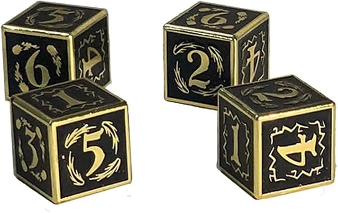 Metal Dice Set Collection for DND and All TRPG Games (Nightwatch, Gold 4D6)