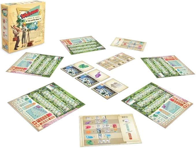 Welcome to... Your Perfect Home Board Game | City Building Strategy Game | Narrative Adventure Game for Adults and Kids | Ages 10+ | 1-6 Players | Avg. Playtime 25 Minutes | Made by Blue Cocker Games