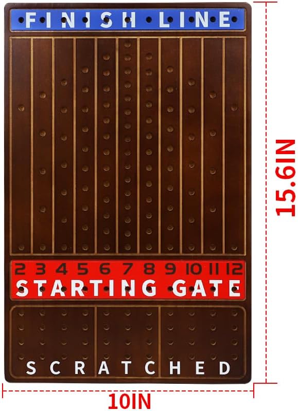 Metal Horse Race Board Game Racing Game Thickened Solid Wood with 11 Luxurious Durable Classic Metal Horses with 2 Dice and 2 Boxes of Cards Horse Racing Game (Walnut,Rectangle)