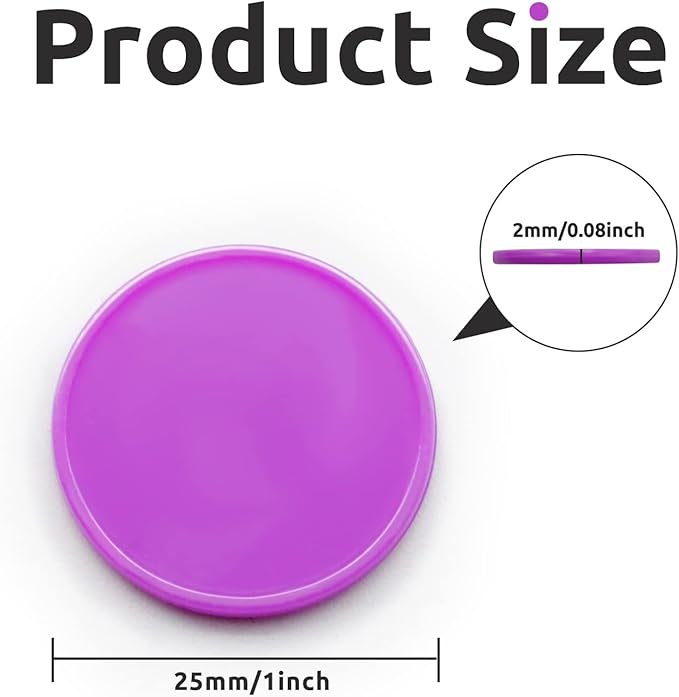 Set of 100 Opaque Plastic Learning Counters Mini Poker Chips Game Tokens with Storage Box (Purple, 1 Inch)