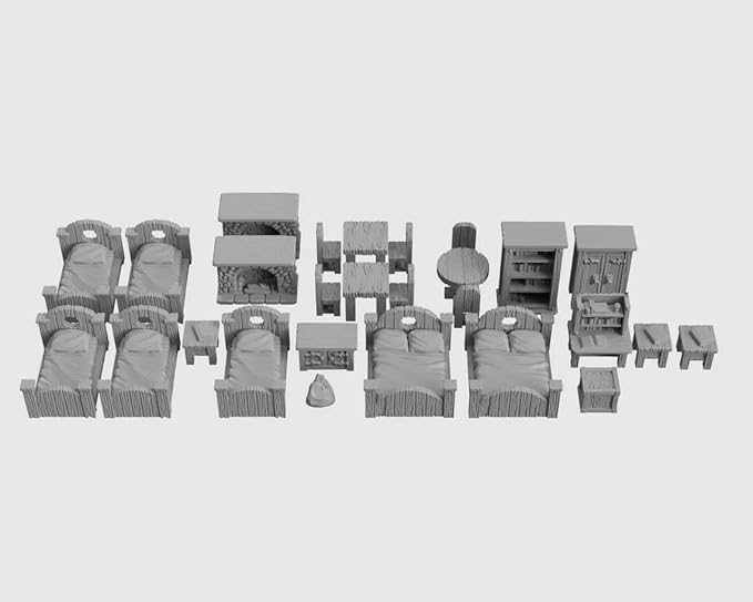 3DEGOS Tavern Furniture Set Set DND Terrain 28mm for Dungeons and Dragons, D&D, Pathfinder, Warhammer 40k, RPG, Miniatures, Age of Sigmar, Tabletop, D and D, Dungeons and Dragons Gifts