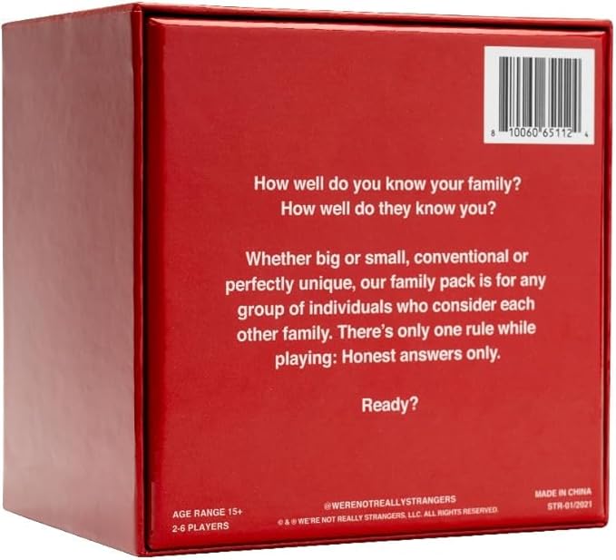WE'RE NOT REALLY STRANGERS Family Edition Card Game - 150 Conversation Cards for Adults, Teens, and Families - for a Fun & Memorable Family Game Night, Ages 15+, 2-6 Players