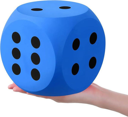 Shappy 6 Inches Foam Dice Fun Filled Large Educational Toy Kawaii Giant Dice Decorative Eva Foam Jumbo Cube Big Square Building Blocks for Game Nights Learning Sessions(Blue,1 Pc)