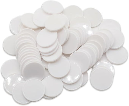 Set of 100 Opaque Plastic Learning Counters Mini Poker Chips Game Tokens with Storage Box (White, 1.58 Inch)