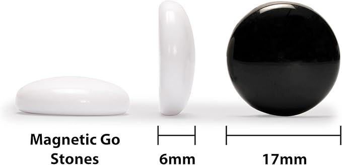 Yellow Mountain Imports Large Magnetic 19x19 Go Game Set Board (14.6-Inch) with Single Convex Stones - Folding, Portable, and Travel Ready Set