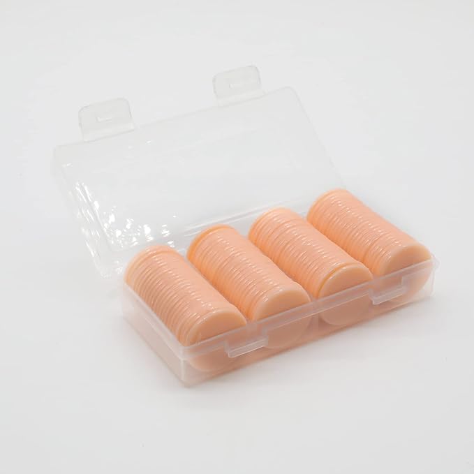 Set of 100 Opaque Plastic Learning Counters Mini Poker Chips Game Tokens with Storage Box (PeachPuff, 1.26 Inch)