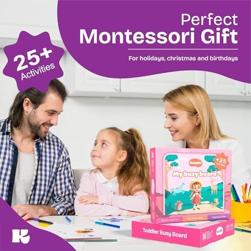 Toddler Busy Board Montessori Toys for Toddlers 1-3 Year Old Educational Activity Book Board Sensory Travel Toys Ages 2-4 Preschool Learning Fine Motor Skills Toy Quiet Book Gift for Kids