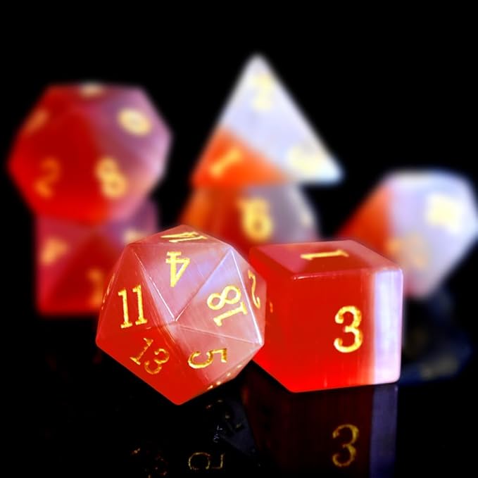 Cat's Eyes Dice Sets Gemstone Polyhedral Dice with Premium Dice Case for DND RPG Board Games