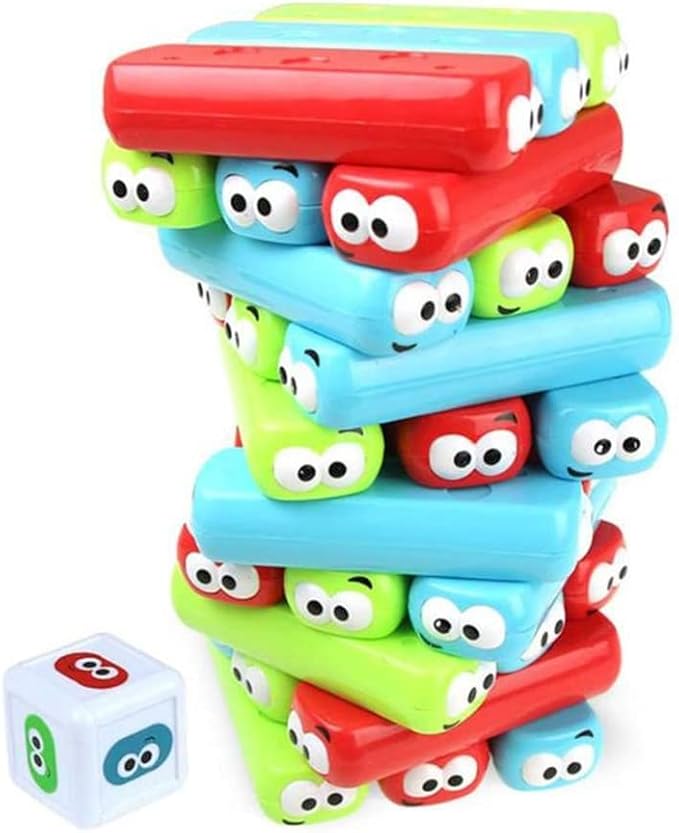 wonuu Timber Tower Block Stacking Game Colored Cartoon Plastic Building Blocks Board Educational Toy Game