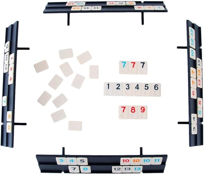 106 Tiles Rummy Game - Travel Games Rummy Board Game Rummy Set with Aluminum Case & 4 Anti-Skid Durable Trays