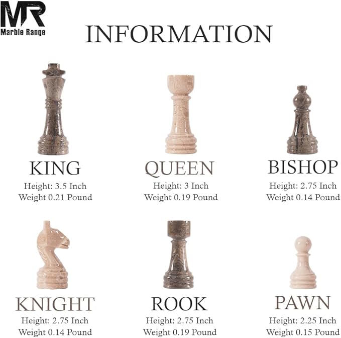 Marble Chess Set 15 Inch Handmade Board Game with Storage Box, Classic Travel Chess Set for Adults with Pieces & 2 Extra Queens, Elegant Gift & Home Décor (Oceanic & Verona)