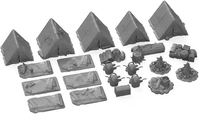 Adventure Camp Set DND Terrain 28mm for Dungeons and Dragons Terrain, D&D, Pathfinder, Warhammer 40k, RPG, Miniatures, Tabletop, D and D, Dungeons and Dragons Gifts