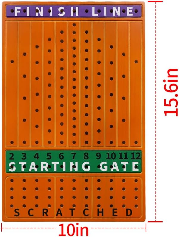 Horse Race Board Game Racing Game Thickened Solid Wood with 11 Luxurious Durable Classic Metal Horses with 4 Dice and 2 Boxes of Cards Horse Racing Game (Red Peach, Rectangle