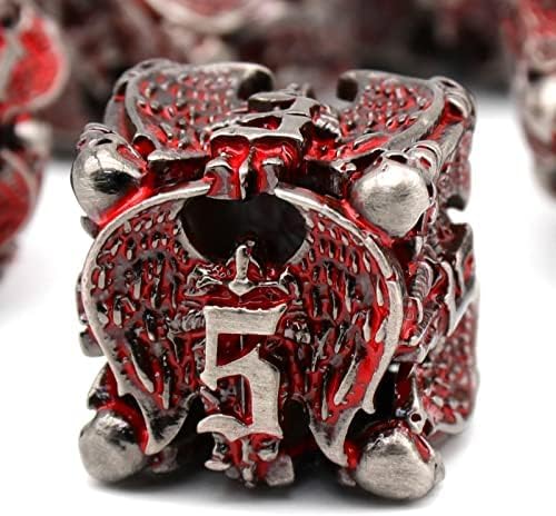 DND Dice, Metal Dice Set D&D Dungeons and Dragons Dices, Hollow Dice Set Polyhedral Dice Role Playing Dice Gaming D and D Dice for Board Game RPG (Angel Blood)