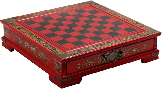 Retro Terracotta Warriors Chess Set for Kids and Adults Classic Family Board Game with Folding Wooden Chessboard 3D Resin Chess Pieces and Storage Slots (10.23×10.23 inch)