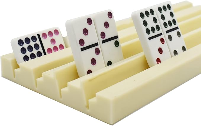 Yuanhe Plastic Domino Card Holders - Dominoes Tile Stand Organizer and Playing Card Game Racks/Trays, Set of 4