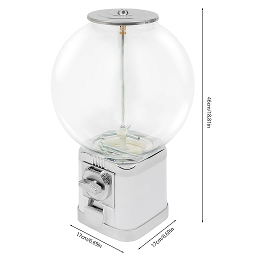 Vending Machine, 1-Dollar Twister Ball Dispenser, White Huge Load Capacity Candy Gumball Machine, Gumball Dispenser Machine for Small Capsule Toys, Pinballs