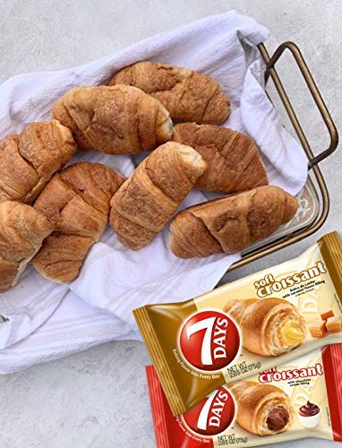 7Days Soft Croissant, Caramel - Dulce De Leche, Breakfast Pastry, Individually Wrapped On The Go Snack, Non-GMO (Pack of 6)