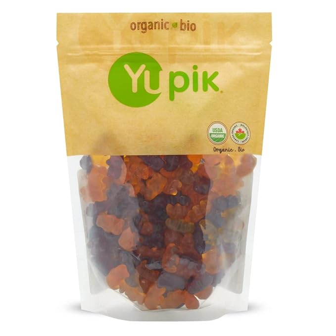 Yupik Organic Fruit Gummy Bears, Gelatin-Free, 1.1 lb (17.6 oz), Gluten-Free, Vegan, Non-GMO, Natural Colors & Flavors, Made from Fruit Juice, Sweet Candy, Delicious Snack, Ideal for Gifting