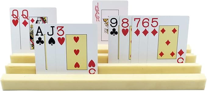 Yuanhe Plastic Domino Card Holders - Dominoes Tile Stand Organizer and Playing Card Game Racks/Trays, Set of 4