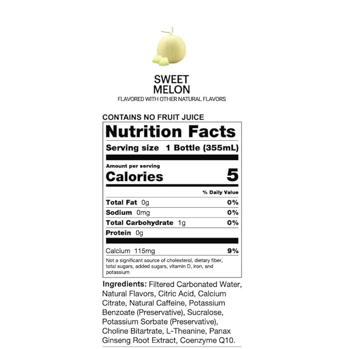 UPTIME Energy Drink, Sweet Summer Melon Sparkling, 12 Pack, Vitamin C, L Theanine, Calcium, Sugar Free Energy Drinks for Focus Support, 142mg of Natural Caffeine, 5 Calories, Natural, 12 fl oz Cans