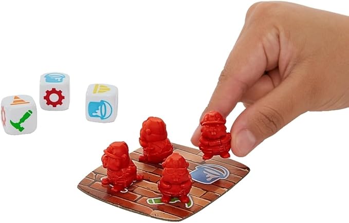 Mattel Games Beaver Building Fun Game for Family Nights, Game Nights, Travel & Camping for 2-4 Players 6 and Up with 45 Beaver Figures, 14 Double-Sided Building Tiles and 3 Dice.