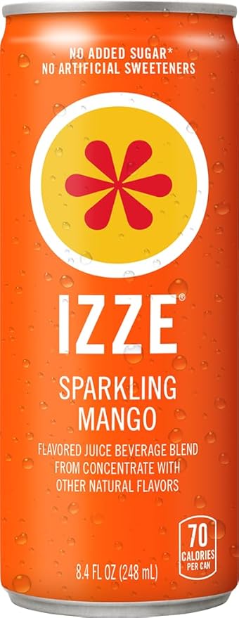 IZZE Sparkling Water Juice Beverage Blend, Dawn Variety Pack, Mango, Clementine, Strawberry, Pomegranate, No Sugar Added, 8.4 FL OZ, 24 Cans