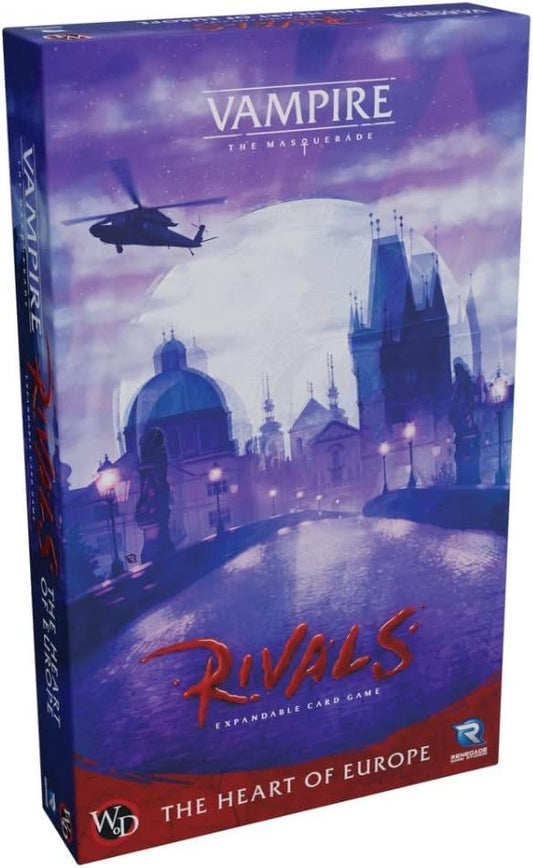 Vampire: The Masquerade Rivals Expandable Card Game The Heart of Europe Expansion 2-4 Players, Ages 14+, Playing Time 30-70 Minutes.