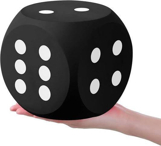 Shappy 6 Inches Foam Dice Fun Filled Large Educational Toy Kawaii Giant Dice Decorative Eva Foam Jumbo Cube Big Square Building Blocks for Game Nights Learning Sessions(Black,1 Pc)