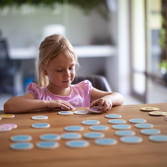 Montessori-Inspired Wooden Matching Game for Toddlers 2-4 Years - Durable, Scratch-Resistant 36 Card Set, Includes Carry Bag - Memory Game for Toddlers 2-4 Years - Cognitive Verbal Skills Development