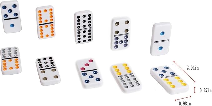 Dominos Set for Adults – Professional Double 9 Dominoes Set of 55 Tiles, Metal Spinner, Classic and Travel Board Game with Wood Case Juegos de Mesa (Color Dot)