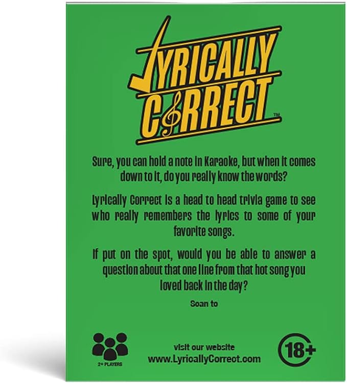 Lyrically Correct 60's and 70's Oldies but Goodies Music Trivia for Friends, Fun Party Game for Adults, Family Game Night, Finish The Lyrics Challenge